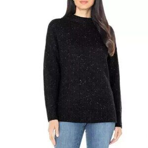 Well Worn Women's Soft Stretch Nep Yarn Sweater, Black, Size XL